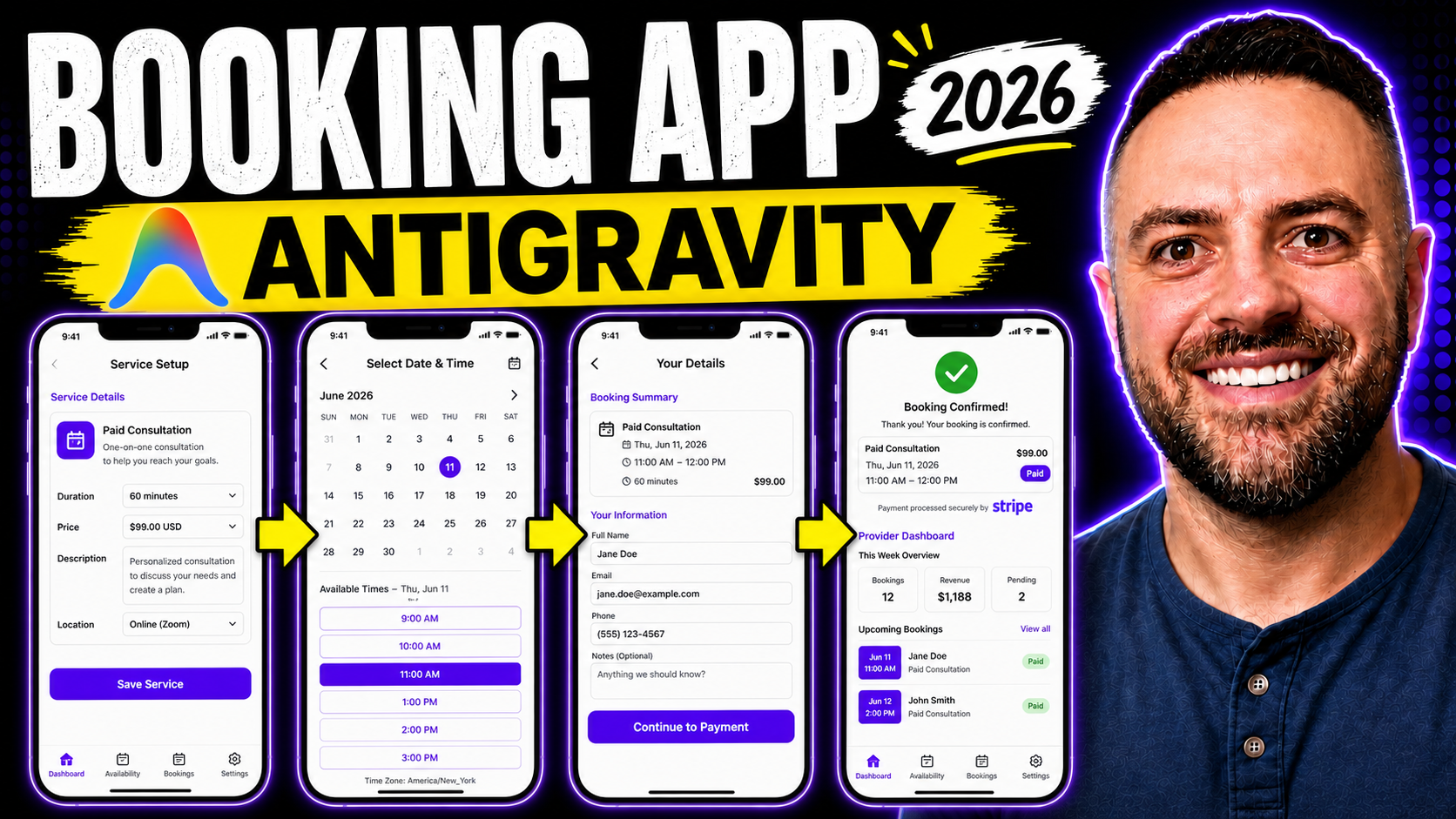 Thumbnail for Y2-0133 Build a Booking Calendar App With Google Antigravity, Supabase, and Stripe